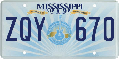 MS license plate ZQY670