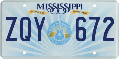 MS license plate ZQY672