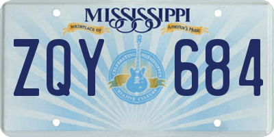 MS license plate ZQY684