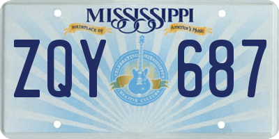 MS license plate ZQY687