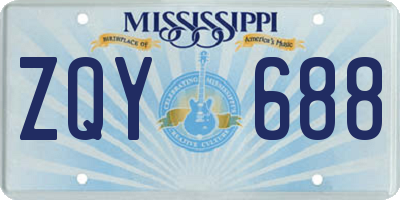 MS license plate ZQY688
