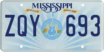MS license plate ZQY693