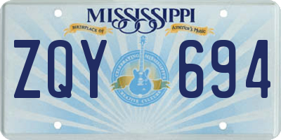 MS license plate ZQY694