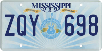 MS license plate ZQY698