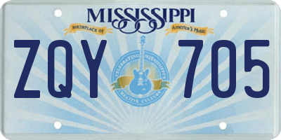 MS license plate ZQY705