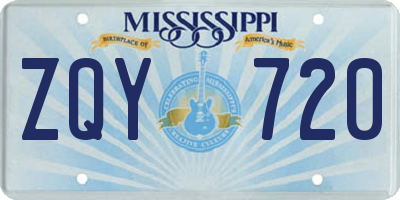 MS license plate ZQY720