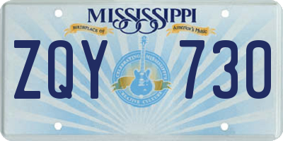 MS license plate ZQY730