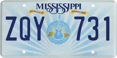 MS license plate ZQY731