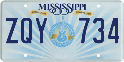 MS license plate ZQY734