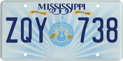 MS license plate ZQY738