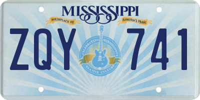 MS license plate ZQY741