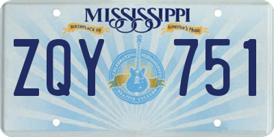MS license plate ZQY751