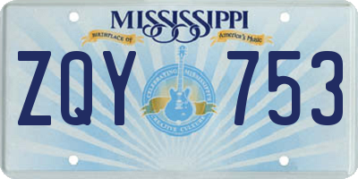 MS license plate ZQY753