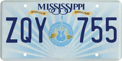 MS license plate ZQY755