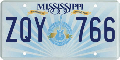 MS license plate ZQY766