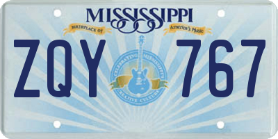 MS license plate ZQY767