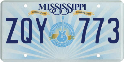 MS license plate ZQY773