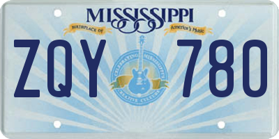 MS license plate ZQY780