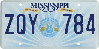 MS license plate ZQY784