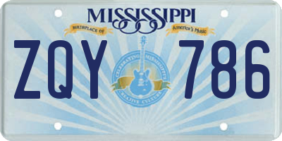 MS license plate ZQY786