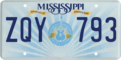 MS license plate ZQY793