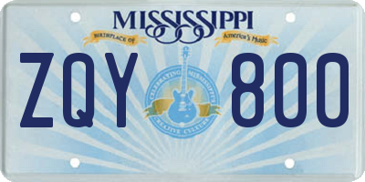 MS license plate ZQY800