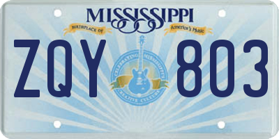 MS license plate ZQY803