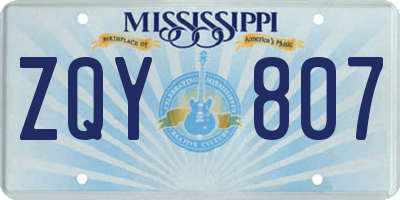 MS license plate ZQY807