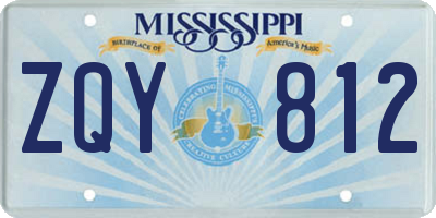 MS license plate ZQY812