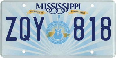 MS license plate ZQY818