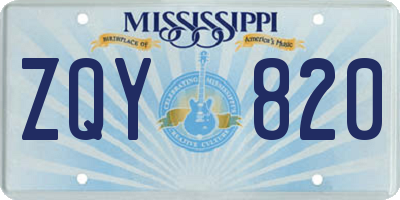 MS license plate ZQY820