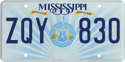 MS license plate ZQY830