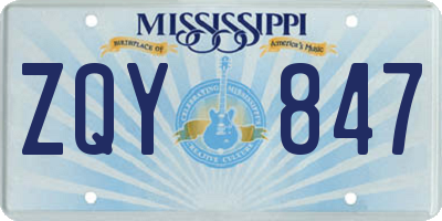 MS license plate ZQY847