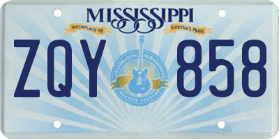 MS license plate ZQY858
