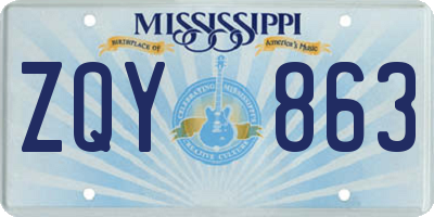 MS license plate ZQY863