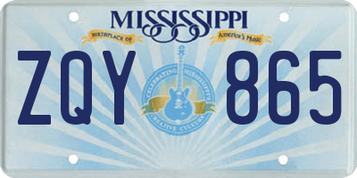 MS license plate ZQY865