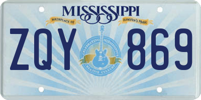 MS license plate ZQY869