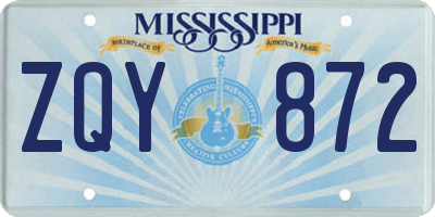 MS license plate ZQY872
