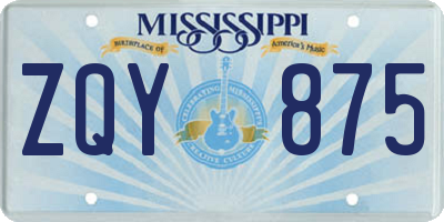 MS license plate ZQY875