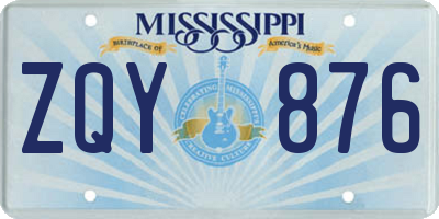 MS license plate ZQY876