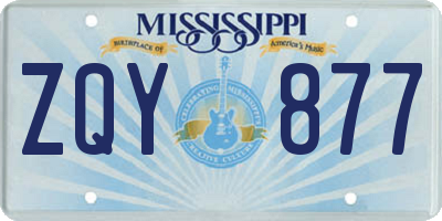 MS license plate ZQY877