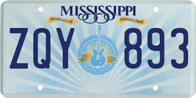 MS license plate ZQY893