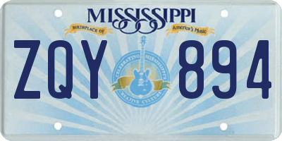 MS license plate ZQY894