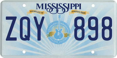 MS license plate ZQY898