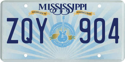 MS license plate ZQY904
