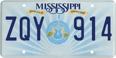 MS license plate ZQY914