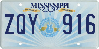 MS license plate ZQY916