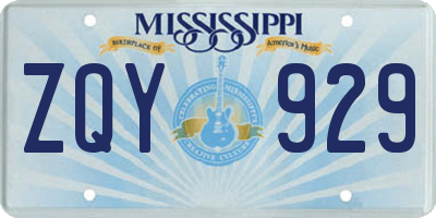 MS license plate ZQY929