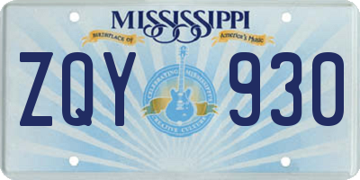 MS license plate ZQY930