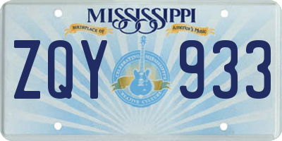 MS license plate ZQY933